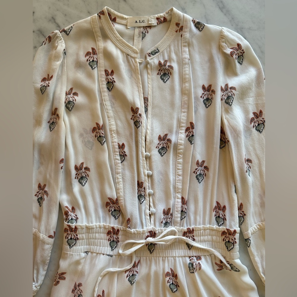A.L.C. Cream Floral Mini Dress in Size 4
